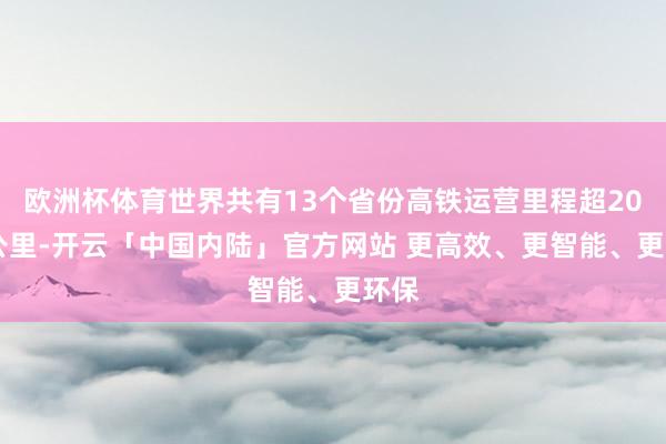 欧洲杯体育世界共有13个省份高铁运营里程超2000公里-开云「中国内陆」官方网站 更高效、更智能、更环保