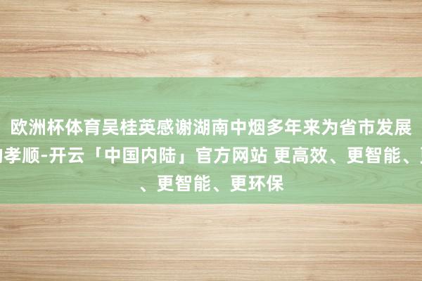 欧洲杯体育吴桂英感谢湖南中烟多年来为省市发展作出的孝顺-开云「中国内陆」官方网站 更高效、更智能、更环保