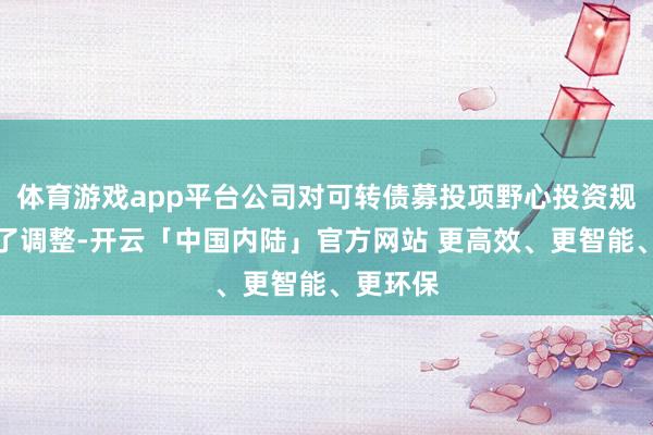 体育游戏app平台公司对可转债募投项野心投资规模进行了调整-开云「中国内陆」官方网站 更高效、更智能、更环保