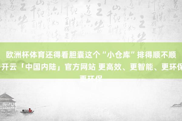 欧洲杯体育还得看胆囊这个“小仓库”排得顺不顺-开云「中国内陆」官方网站 更高效、更智能、更环保