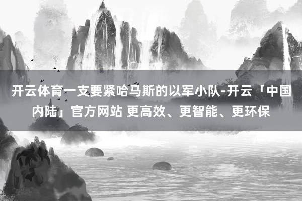 开云体育一支要紧哈马斯的以军小队-开云「中国内陆」官方网站 更高效、更智能、更环保