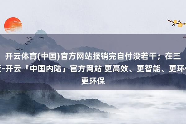 开云体育(中国)官方网站报销完自付没若干；在三亚-开云「中国内陆」官方网站 更高效、更智能、更环保